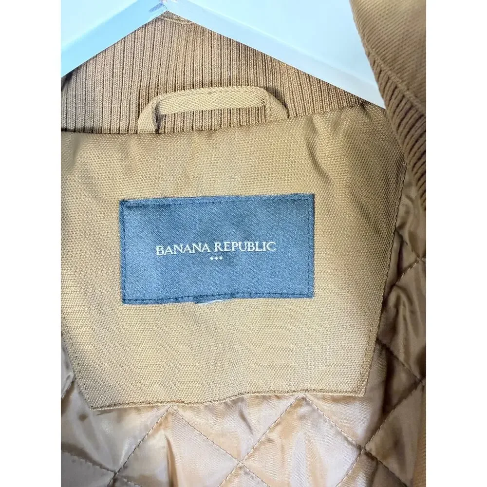 Banana Republic Flight Jacket Mens Large Tan Water Resistant Bomber Jacket
